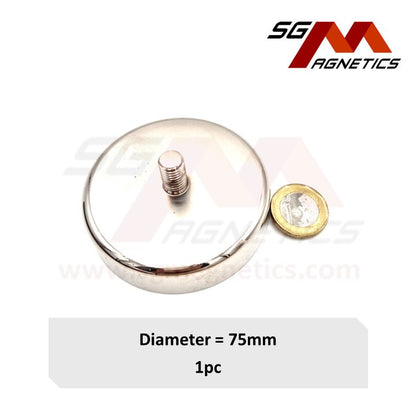 75mm External Threaded Stud Pot SGNPC75 - Neodymium Magnet - 1pc