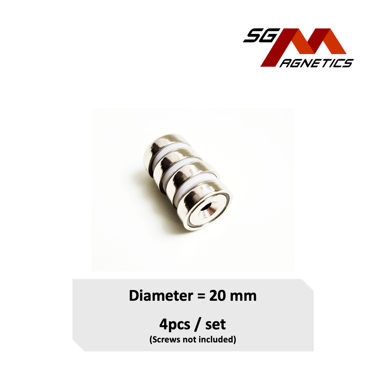20mm Countersunk Pot SGNPA20 - Neodymium Magnet - 4pcs