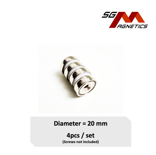 20mm Countersunk Pot SGNPA20 - Neodymium Magnet - 4pcs