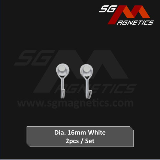 16mm White 360° Swivel Hook Pot SGNPG16 - Neodymium Magnet - 2pcs
