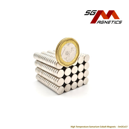8x3mm Ni-Coated - Samarium Cobalt SmCo Disc Magnets - 10pcs