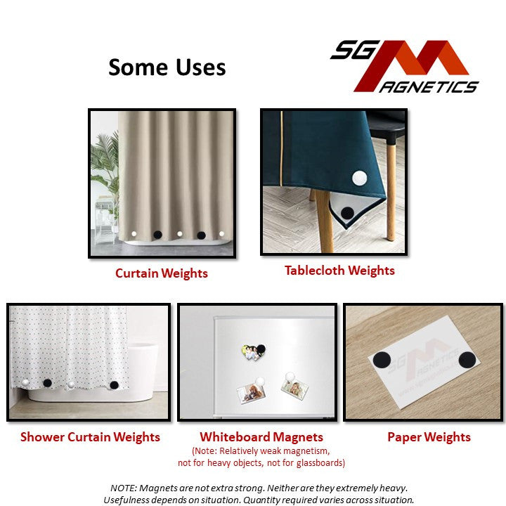 Weighted Magnets - Silicone Coated Rubber Waterproof Curtain Shower Heavy Magnet