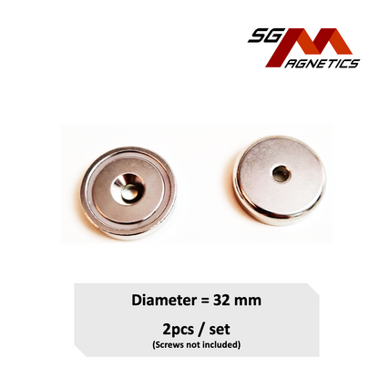 32mm Countersunk Pot SGNPA32 - Neodymium Magnet - 2pcs