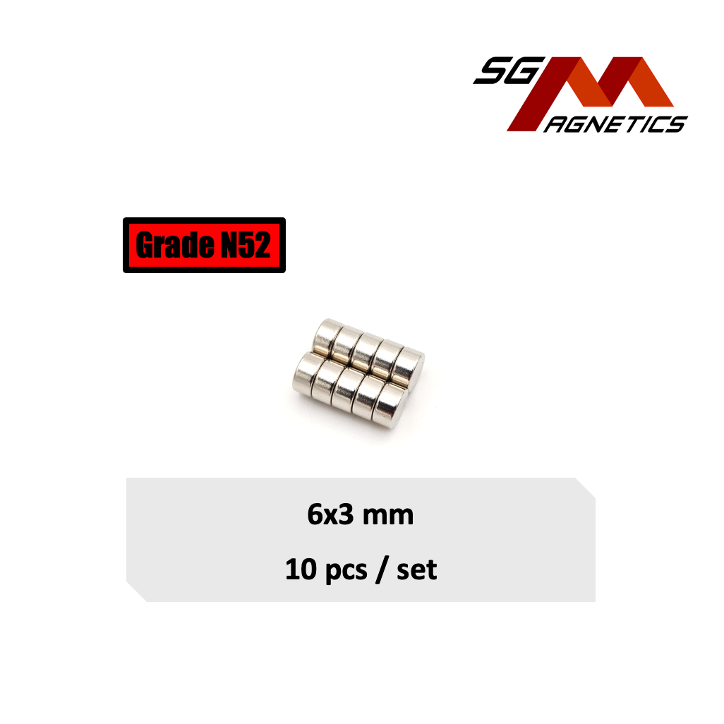 6x3mm N52 - Neodymium Disc Magnets - 10pcs