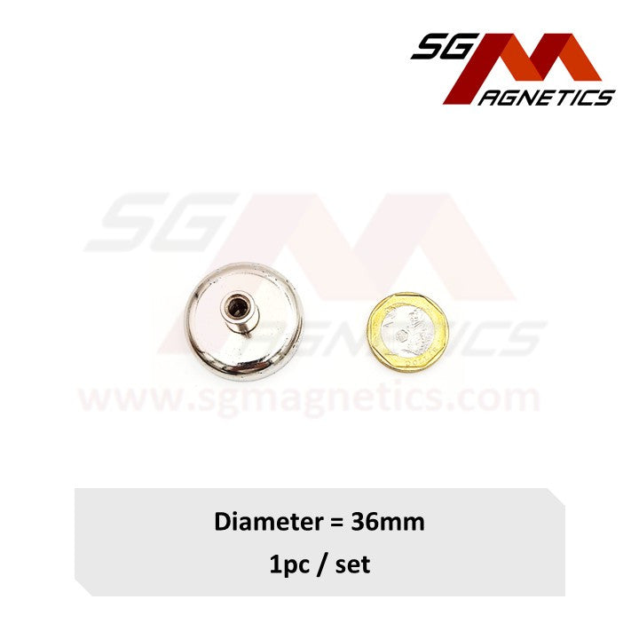 36mm Internal Threaded Bushing Pot SGNPD36 - Neodymium Magnet - 1pc