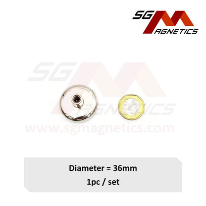 36mm Internal Threaded Bushing Pot SGNPD36 - Neodymium Magnet - 1pc