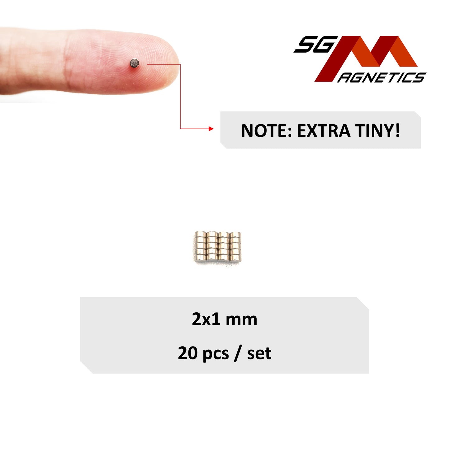 2x1mm N35 - Neodymium Disc Magnets - 20pcs