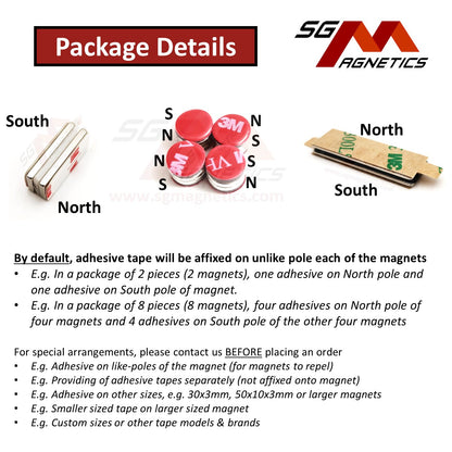15x2mm N35 Type A Tape - Magnets with 3M Double Sided Adhesive Tape - 2pcs