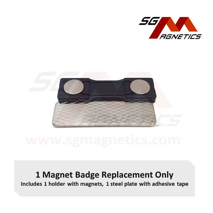 Magnetic Badge (2 Magnets) - Magnet Tag Backing Only - 1pc