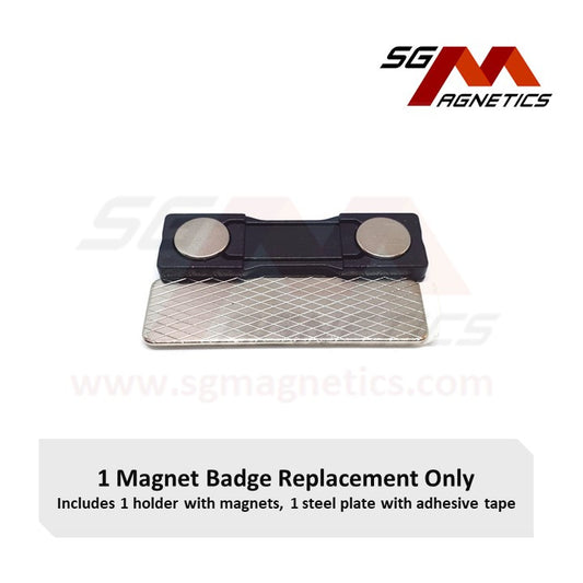 Magnetic Badge (2 Magnets) - Magnet Tag Backing Only - 1pc