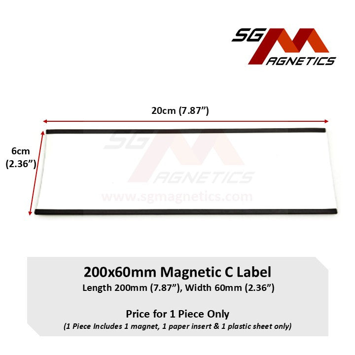200*60mm C-Profile Magnetic Label Data Card Holder Warehouse Rack Label - 1pc