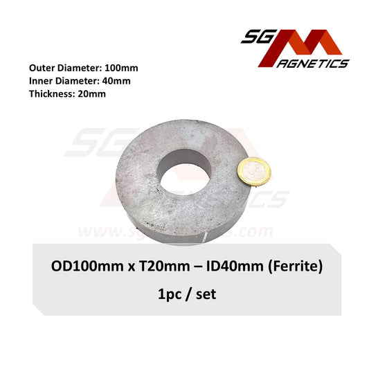 100*20-40mm - Ferrite Ceramic Ring Magnets - 1pc