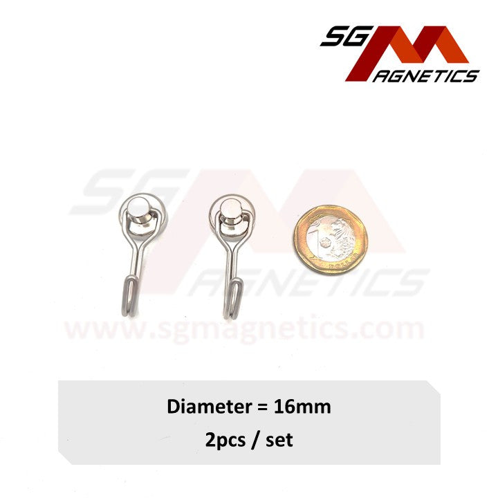 16mm 360° Swivel Hook Pot SGNPG16 - Neodymium Magnet - 2pcs