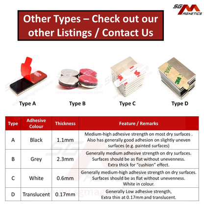20x10x3mm N35 Type A Tape - Magnets with 3M Double Sided Adhesive Tape - 4pcs