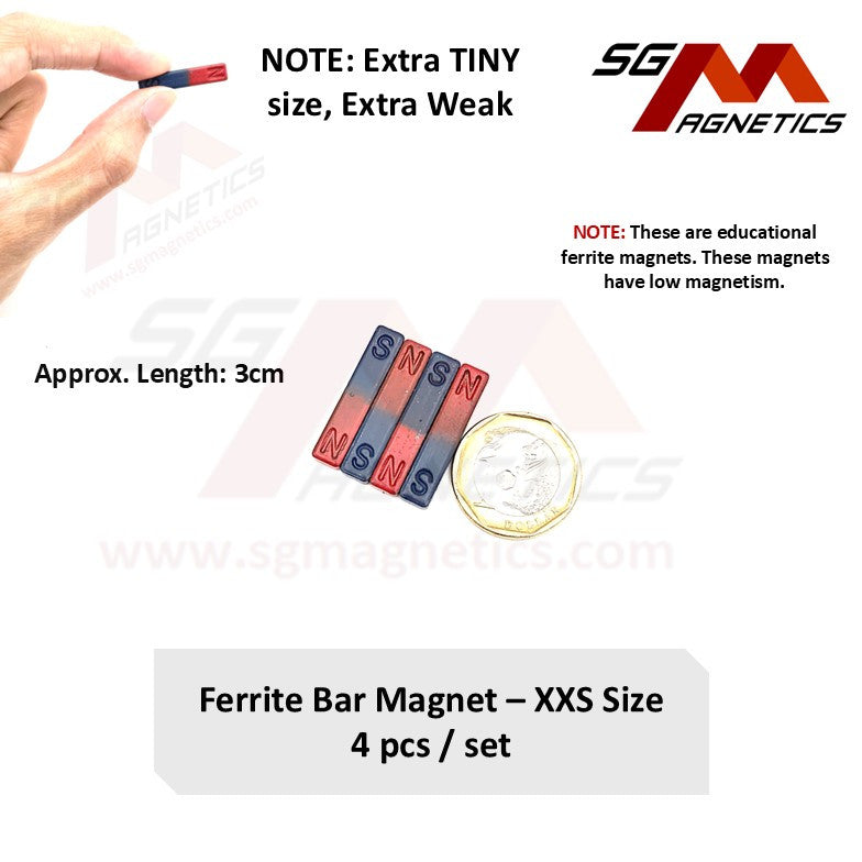 L30mm XXS Bar - Educational Magnets - Ferrite Bar Magnet - 4pcs