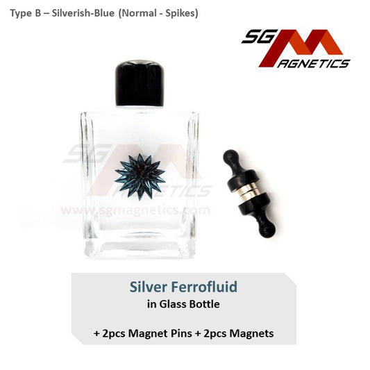 Silver Ferrofluid (B) Display Bottle  - Colour Ferro Fluid Magnetic Liquid