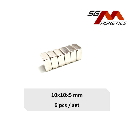 10x10x5mm N35 - Neodymium Block Magnets - 6pcs