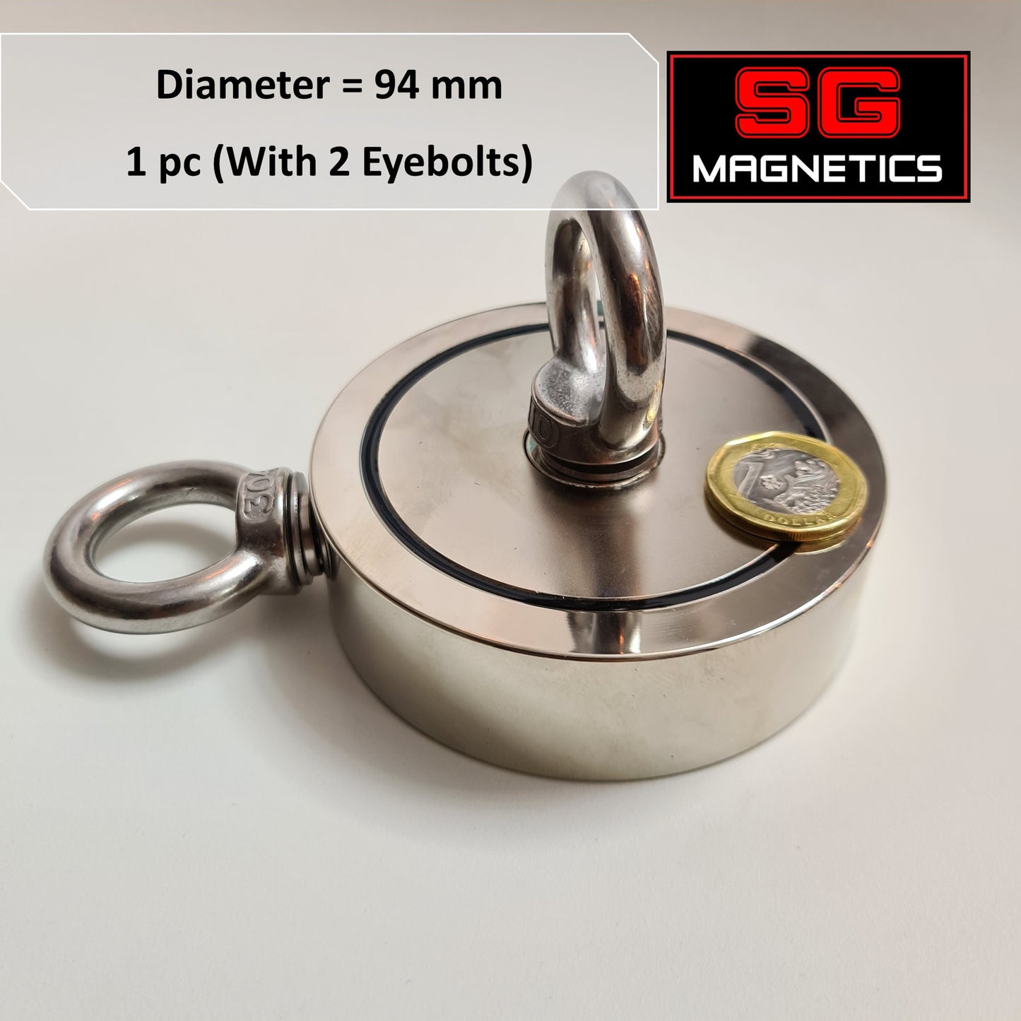 D94 Neodymium Pot Magnet SGNFD94 - Dual Eyebolt - 1pc