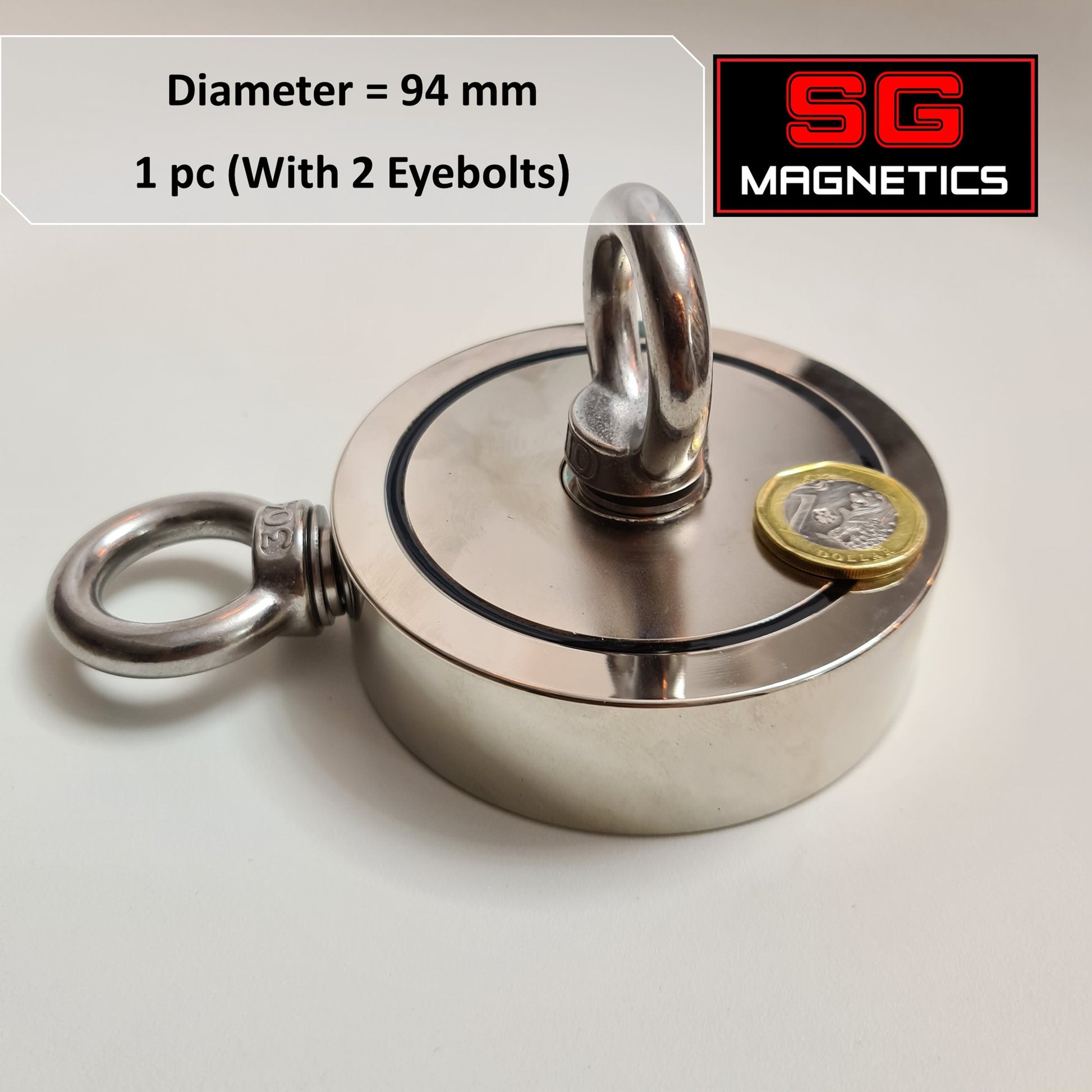 D94 Neodymium Pot Magnet SGNFD94 - Dual Eyebolt - 1pc