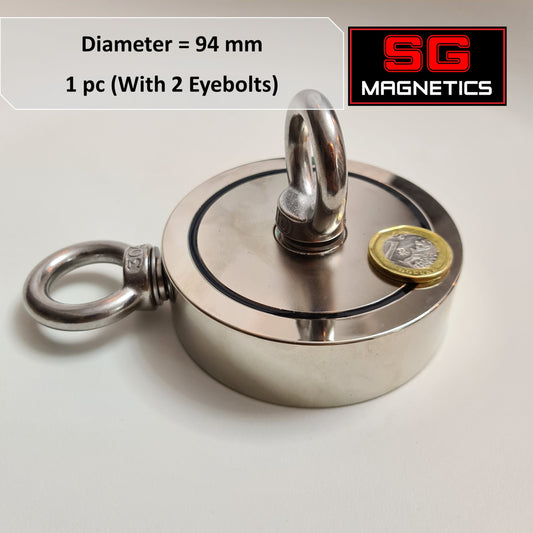 D94 Neodymium Pot Magnet SGNFD94 - Dual Eyebolt - 1pc