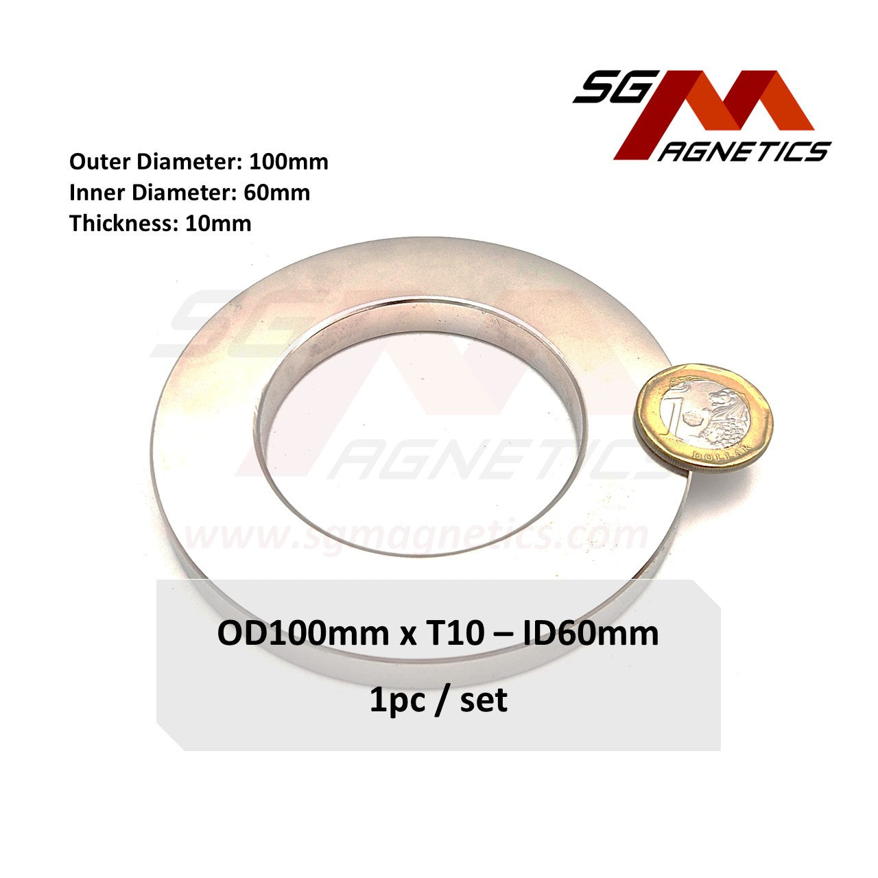 100x10-60mm N35 - Neodymium Ring Magnets - 1pc