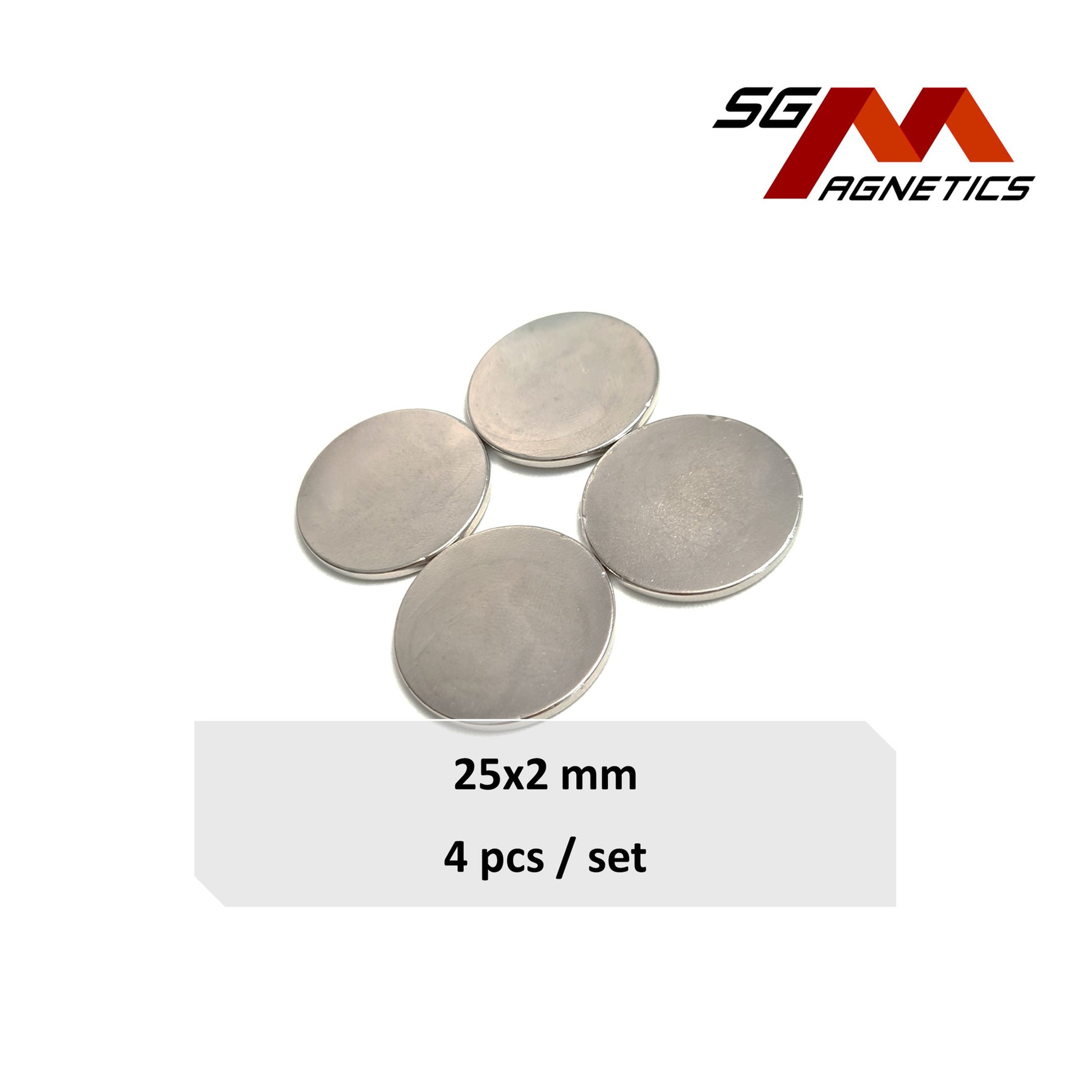 25x2mm N35 - Neodymium Disc Magnets - 4pcs