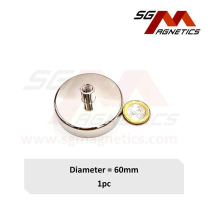 60mm Internal Threaded Bushing Pot SGNPD60 - Neodymium Magnet - 1pc