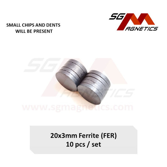 20*3mm - Ferrite Ceramic Disc Magnets - 10pcs
