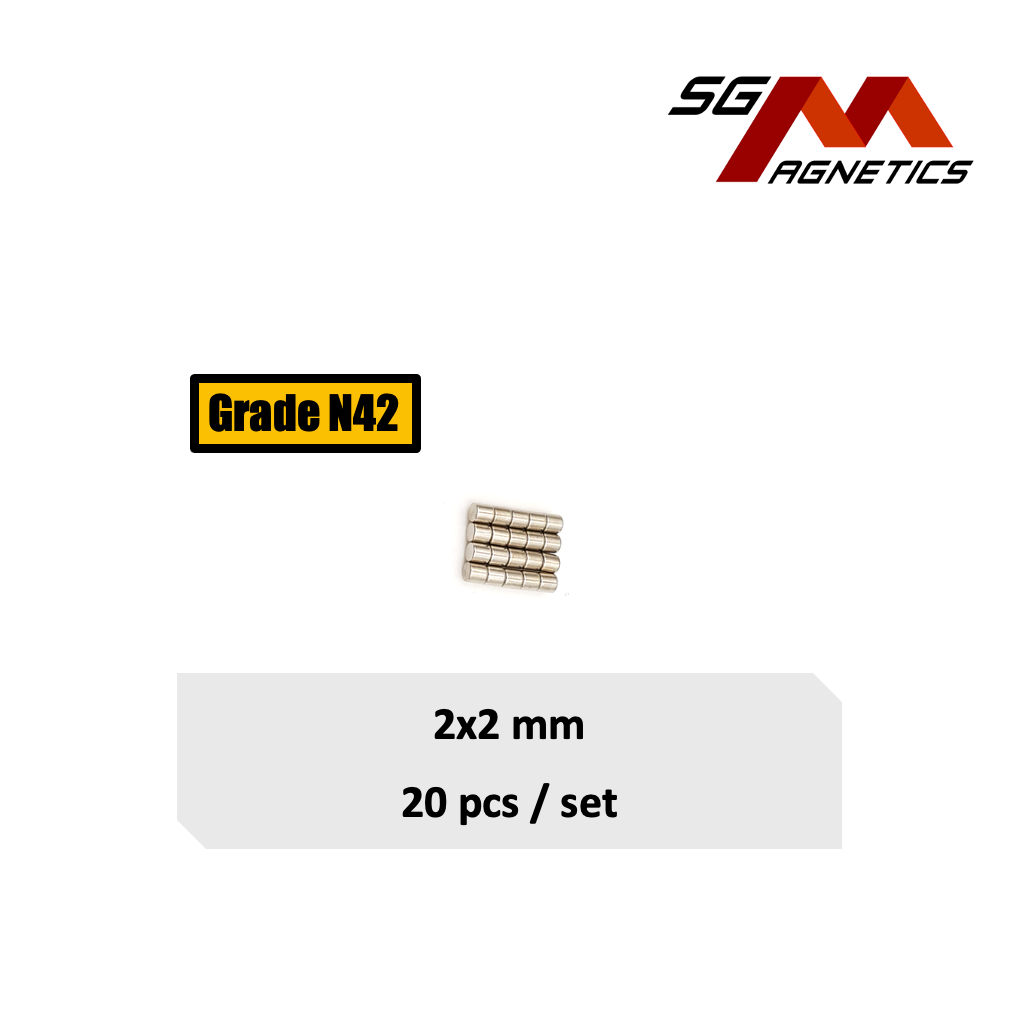 2x2mm N42 - Neodymium Disc Magnets - 20pcs