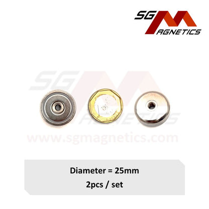 25mm Internal Threaded Pot SGNPH25 - Neodymium Magnet - 2pcs