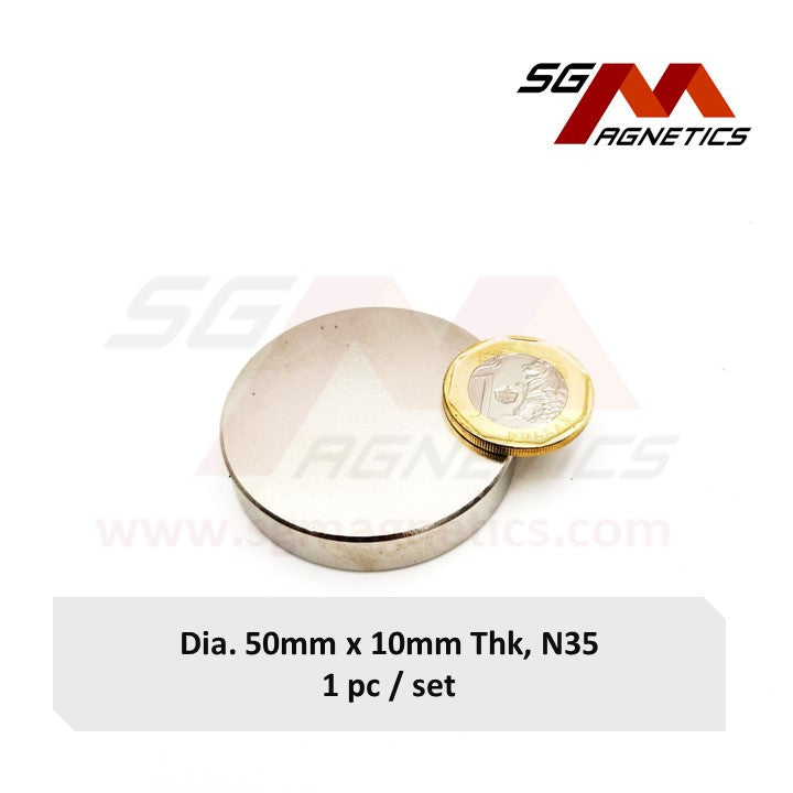 50x10mm N35 - Neodymium Disc Magnets - 1pc