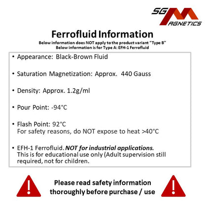 Ferrofluid (A) - Ferro Fluid EFH1 for Educators Ferrotec Magnetic Liquid