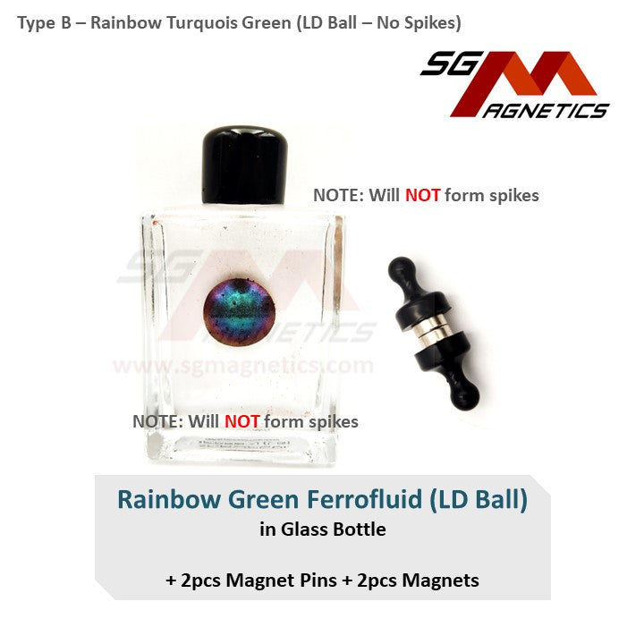 Rainbow Green Ferrofluid (LD) Display Bottle  - Colourful Ferro Magnetic Liquid