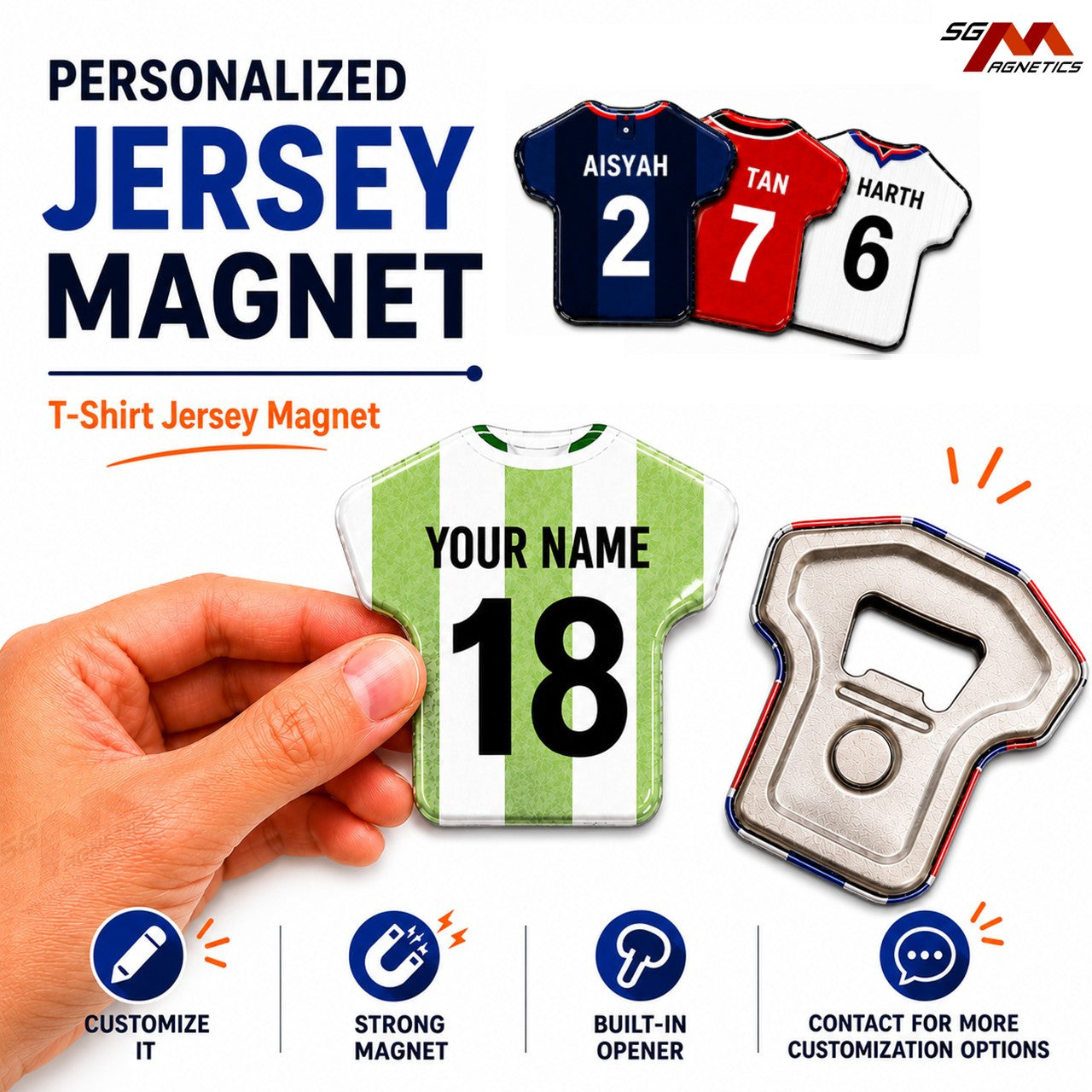 Personalized Jersey Magnets - Tshirt Button Magnet Custom Photo