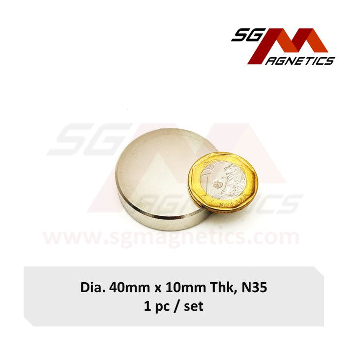 40x10mm N35 - Neodymium Disc Magnets - 1pc