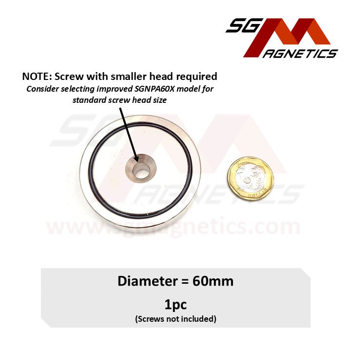 60mm Countersunk Pot SGNPA60 - Neodymium Magnet - 1pc