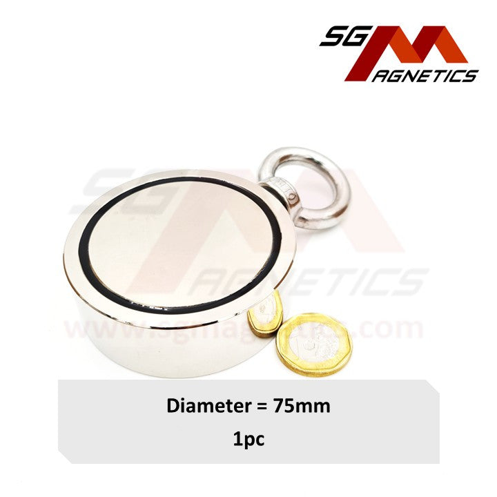 D75 Neodymium Pot Magnet SGNFE75 - Side Eyebolt - 1pc