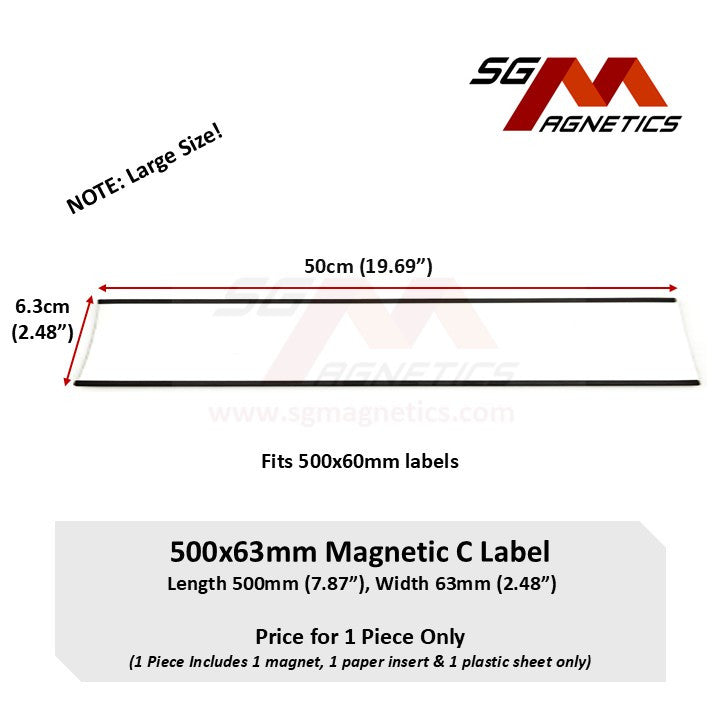 500*63mm C-Profile Magnetic Labels Data Card Holder Warehouse Rack Label - 1pc
