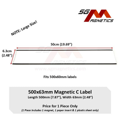 500*63mm C-Profile Magnetic Labels Data Card Holder Warehouse Rack Label - 1pc