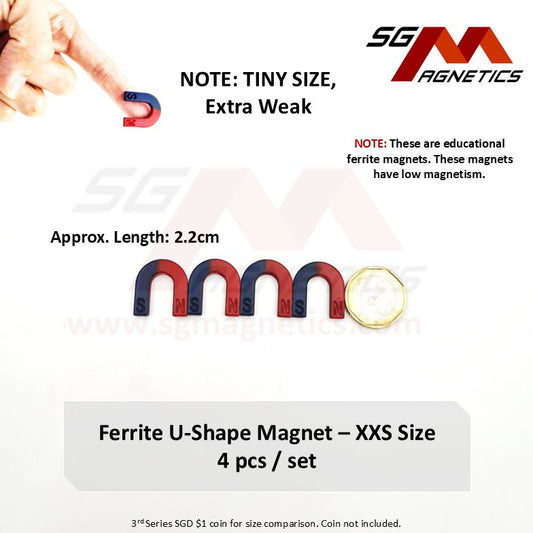 L22mm XXS U-Shape - Educational Magnets - Ferrite U-Shape Magnet - 4pcs