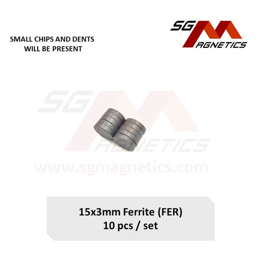 15*3mm - Ferrite Ceramic Disc Magnets - 10pcs