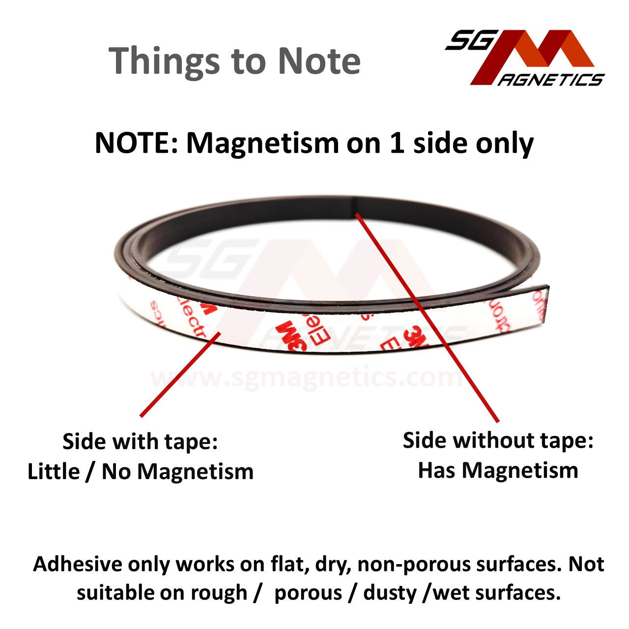 Sample 100x20x3mm Flexible Neodymium Magnetic Strip, Ver. P - 4pcs