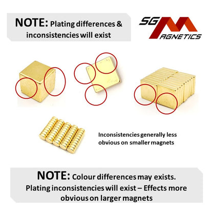 10x2mm N35 - AU Gold Plated Neodymium Disc Magnets - 10pcs