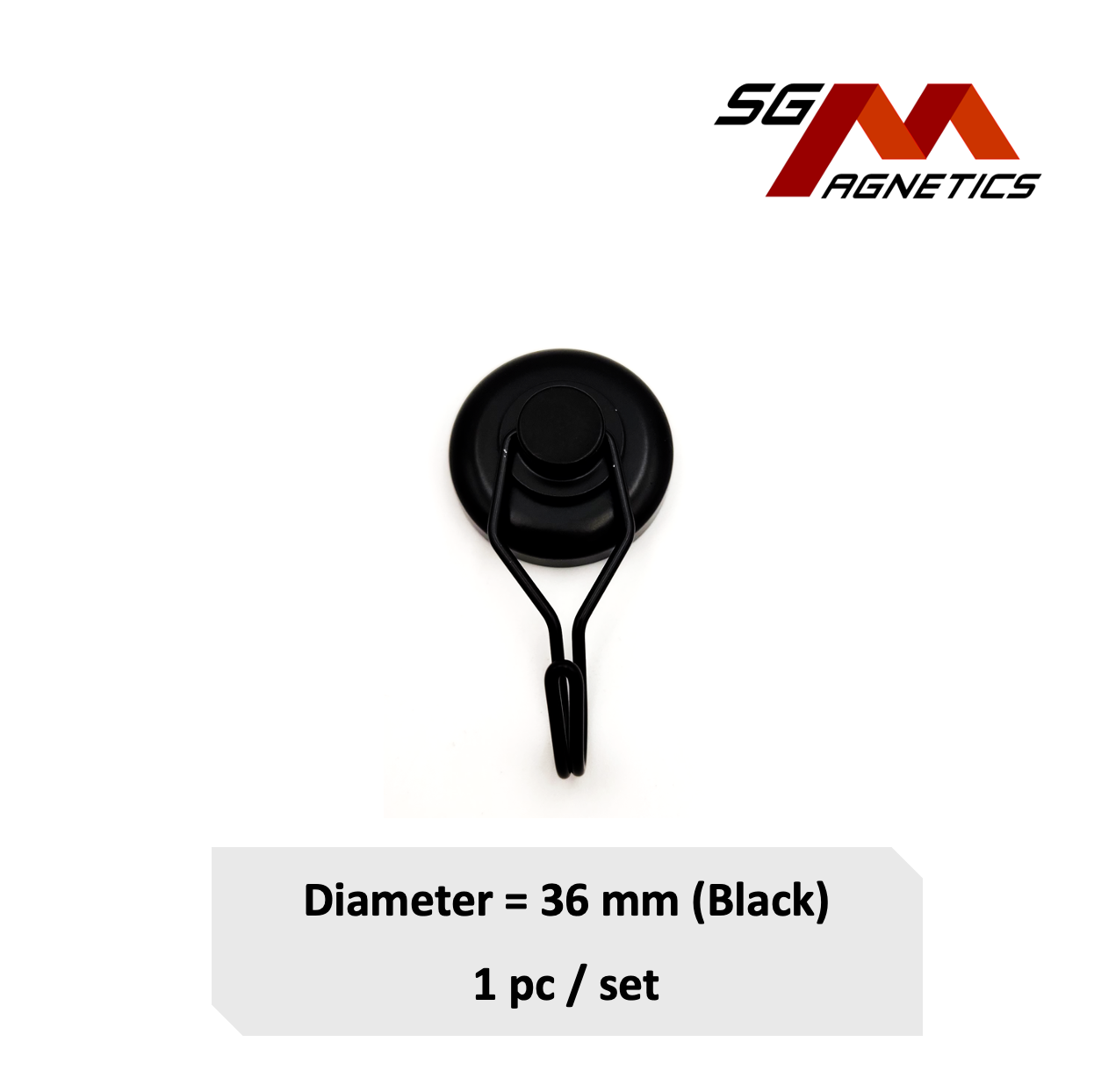 36mm Black 360° Swivel Hook Pot SGNPG36 - Neodymium Magnet - 1pc