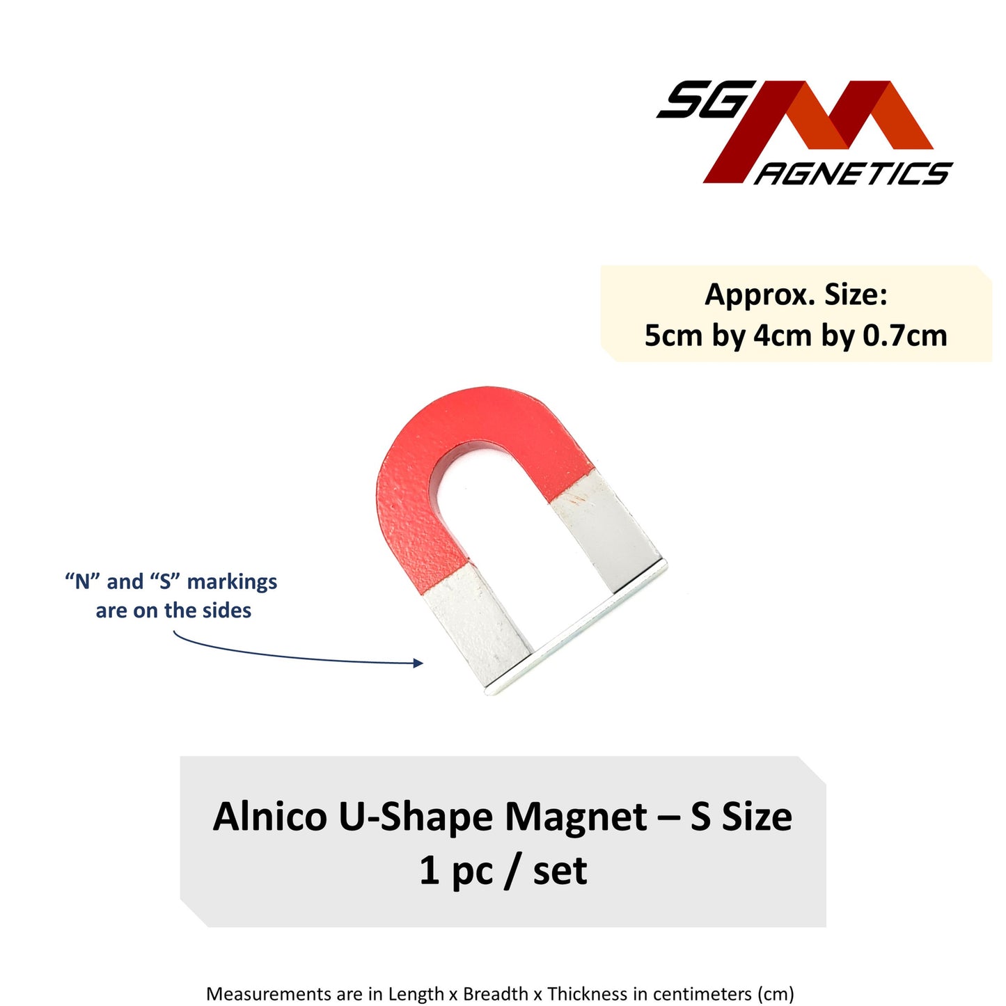 AlNiCo3 U-Shape Magnet - S Size - 50x40x7mm - 1pc