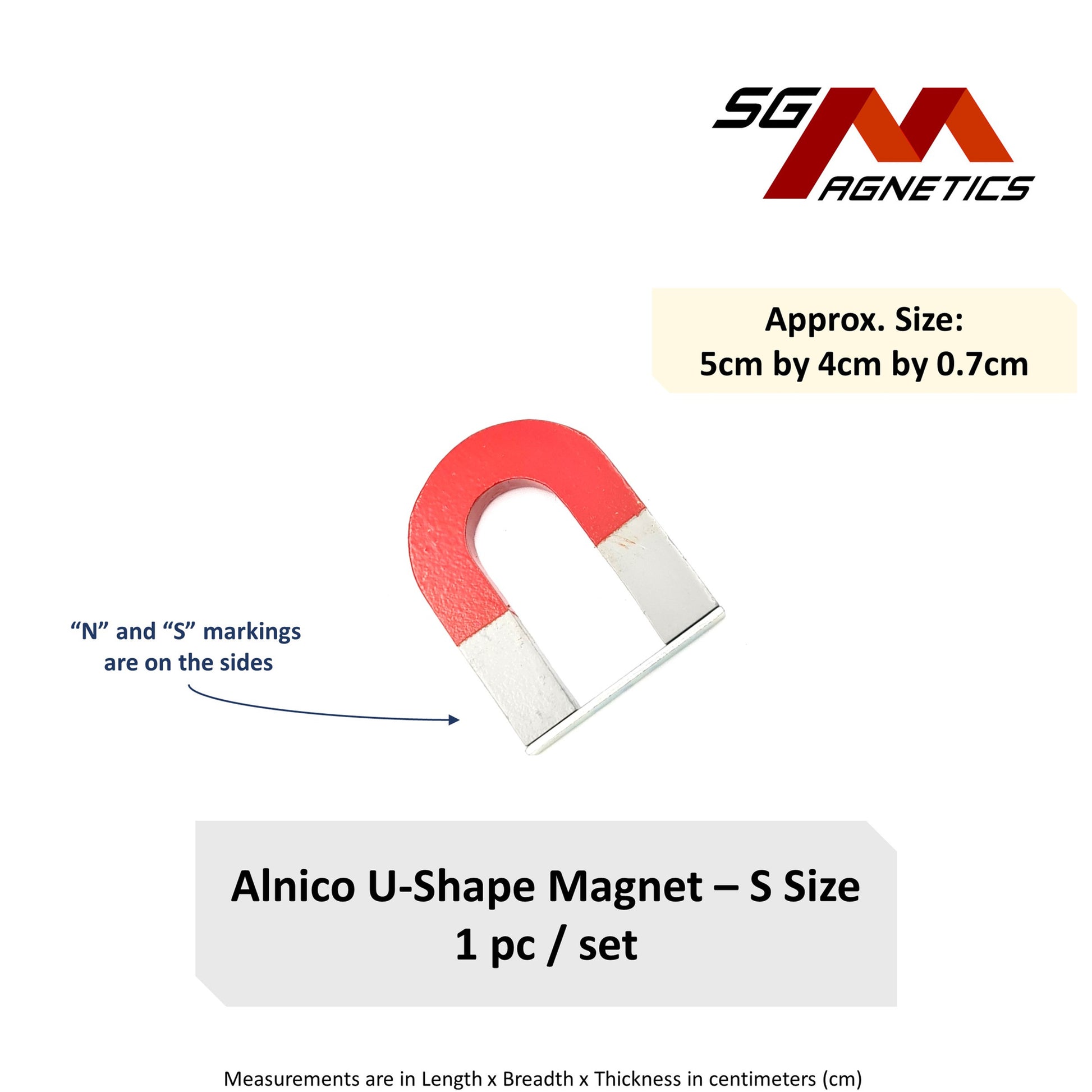 AlNiCo3 U-Shape Magnet - S Size - 50x40x7mm - 1pc