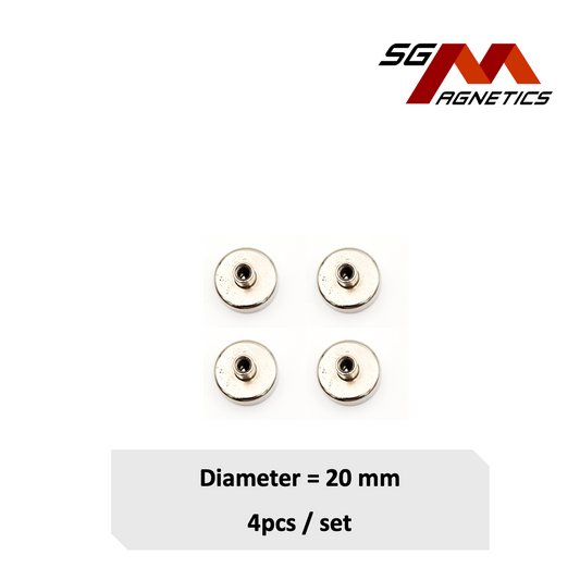 20mm Internal Threaded Bushing Pot SGNPD20 - Neodymium Magnet - 4pcs