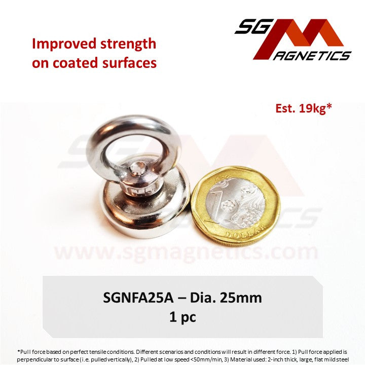 SGNFA25X - Dia. 25mm Countersunk Fishing Pot Magnet- A: 19kg , X: 23kg