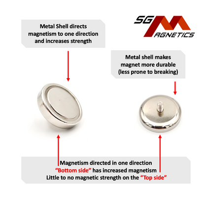 16mm External Threaded Stud Pot SGNPC16 - Neodymium Magnet - 4pcs