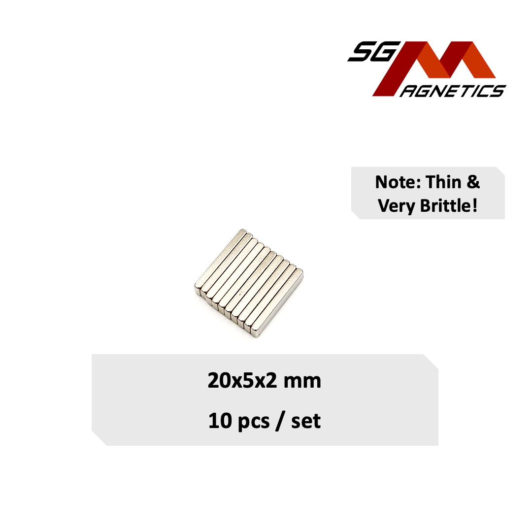 20x5x2mm N35 - Neodymium Block Magnets - 10pcs